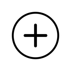 Add or summing icon in a black circle with a transparent background