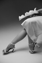 Elegant Bride in Heels with Calla Lilies Black and White