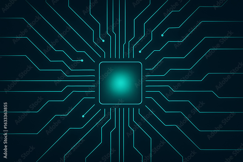 Aufkleber dynamic circuit board lines pulse with bright digital energy, representing advanced technology and i