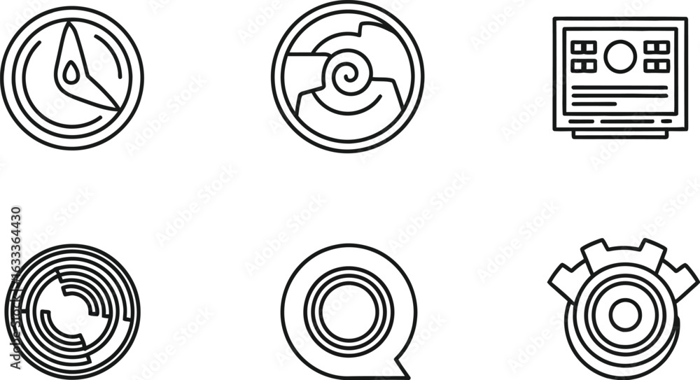Poster vector art of collection of user interface icons representing navigation, communication, control pan