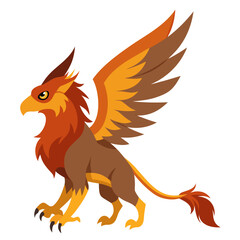 Stylized golden griffin with large wings and fierce expression