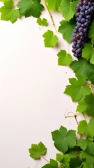 Elegant grape vine arrangement with fresh leaves against neutral backdrop