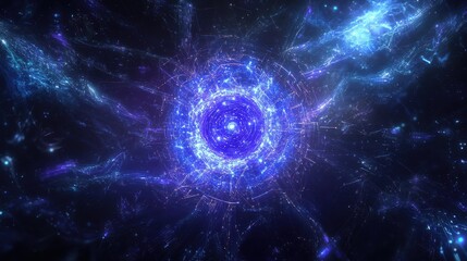 Obraz premium Abstract light pattern in digital space at night