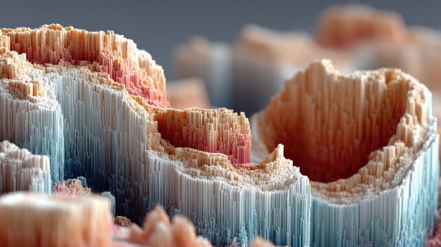 Detailed close-up of textured, layered formations