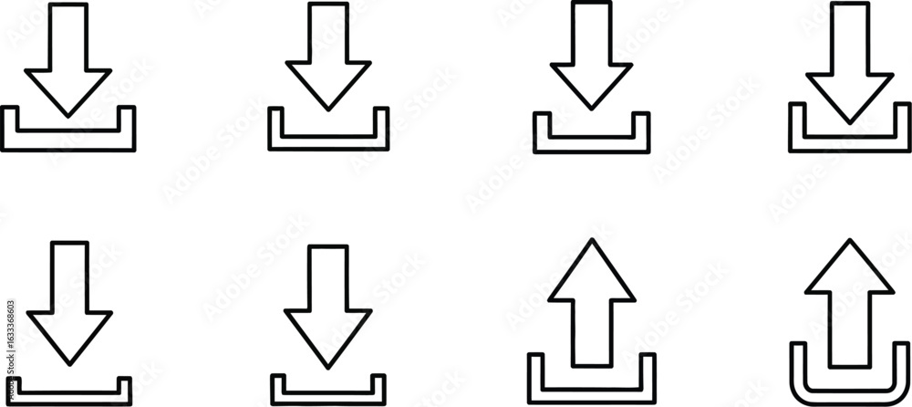 Fototapete vector art of download and upload arrow icons set for web and application interface design, featurin