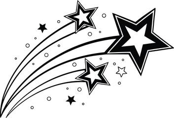Black and white shooting stars illustration celestial event concept decorative star trails with stardust graphic design element
