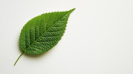 Obraz premium Serene green leaf on plain background in indoor setting