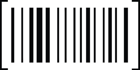 Black and White Barcode with Vertical Lines and Bracket Shapes Design