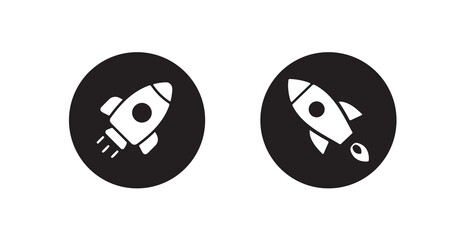 Fototapeta premium Set of rocket vector icons. Launch spaceship, silhouette of a rocket launching icon, vector illustration eps 10.