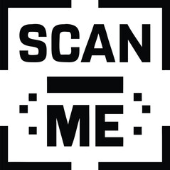 Obraz premium Black and White of Scan Me with Pixels in Rectangular Borders