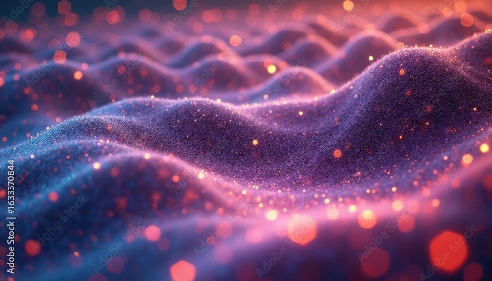 Poster glittering textured surface with wave-like pattern at dusk