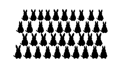 Black bunny silhouette pattern design, easter bunny background, rabbit vector art, animal illustration, cute bunnies