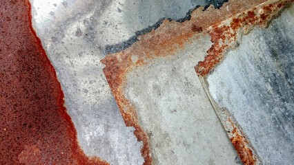 Rust stains on steel sheets.