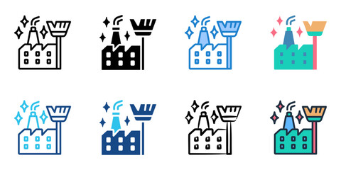 Industrial cleaning icon set multiple style collection 
