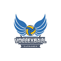 Volleyball team emblem logo design vector illustration