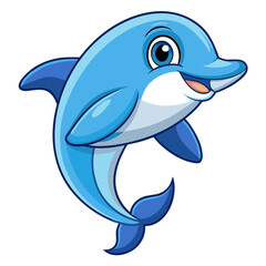 Fototapeta premium Cute cartoon dolphin smiling and jumping