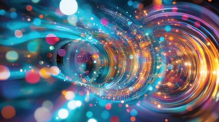 Abstract swirling light patterns in vibrant colors