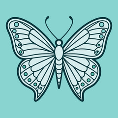 Stylized butterfly illustration with teal and white color scheme