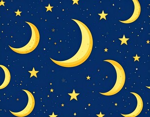 Naklejka premium seamless starry night pattern with moon and stars