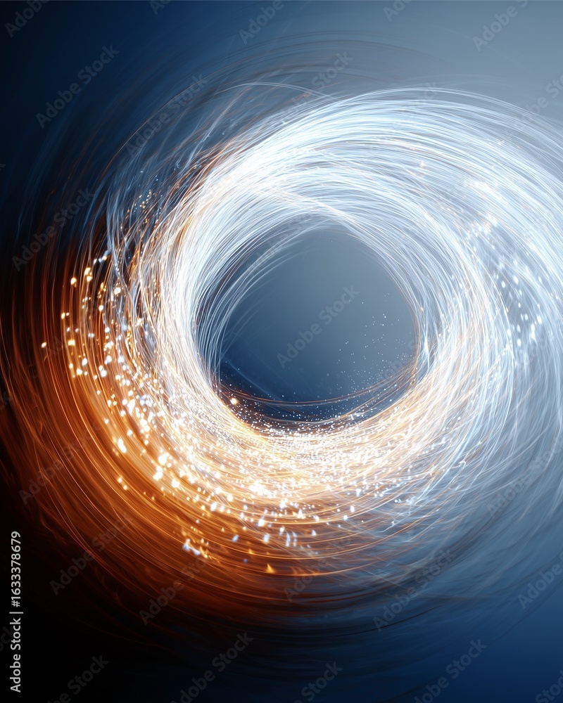 Aufkleber optical fiber circle abstract: dynamic composition of glowing light trails in a mesmerizing display,