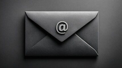 Modern Communication Concept - Envelope Symbol on Matte Black Card with Copy Space for Technology Messaging