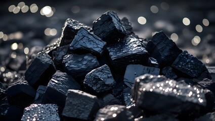 Close-Up of Raw Black Coal Showing Its Rough and Jagged Texture
