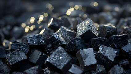 Close-Up of Raw Black Coal Showing Its Rough and Jagged Texture