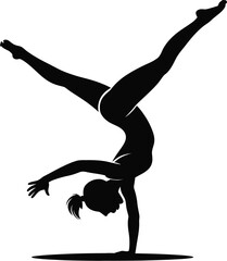 Fototapeta premium Silhouette of gymnast performing a handstand athletic