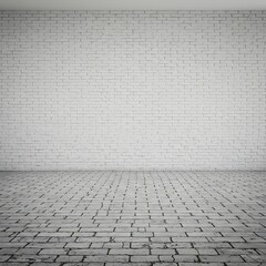 Fototapeta premium 白壁と石畳の室内空間