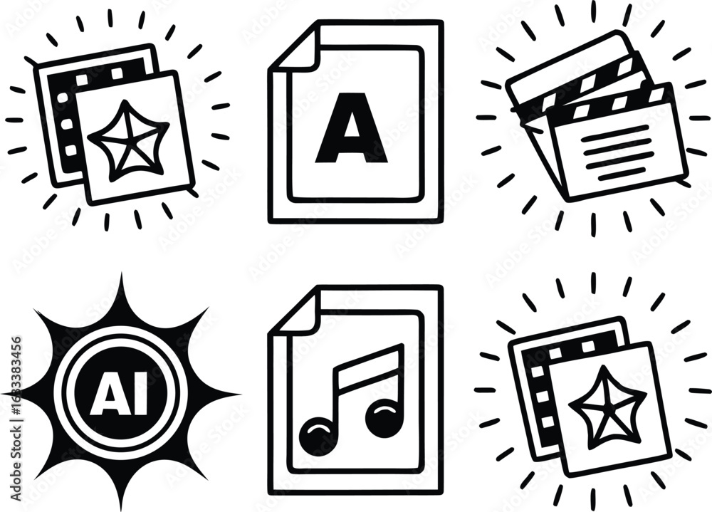Aufkleber collection of multimedia file types vector illustration ai image document movie clip audio file and 