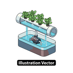 Vector illustration of a modern hydroponic farming system for soilless plant cultivation.