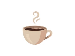 Obraz premium A simple and cozy illustration of a beige coffee cup filled with hot coffee, with a gentle swirl of steam rising from the top
