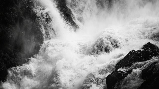 A dramatic slow-shutter image of High Falls in peak spring flow, with rushing water creating a silky effect