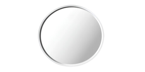 Round Wall Mirror with Thin White Frame, Minimalist Home Decor, Interior Transparent Background