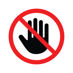 no touching sign icon. hand icon with crossed circles