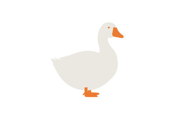 Simple Illustration of a White Goose with Orange Beak and Feet
