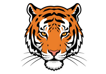 Striking Tiger Face Illustration with Orange and Black Stripes