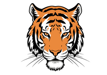 Striking Tiger Face Illustration with Orange and Black Stripes