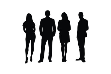 Silhouettes of business professionals standing in formal posture
