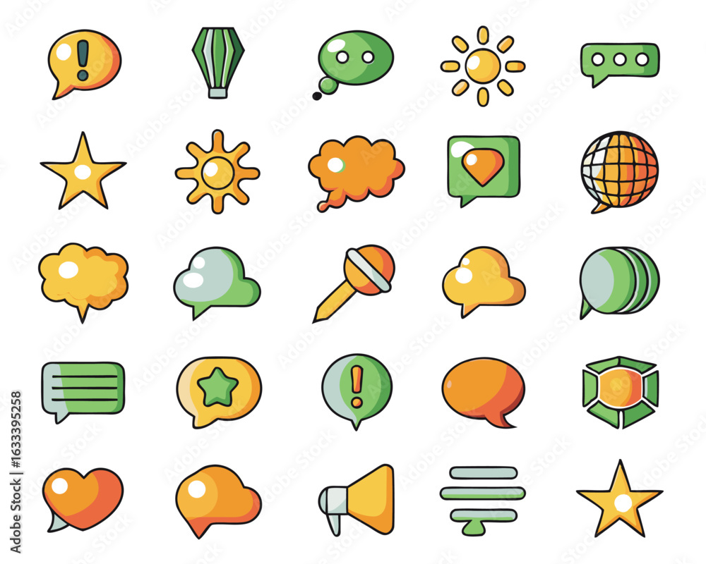 Aufkleber vibrant assortment of colorful communication speech bubbles for messages and dialogue isolated on tr