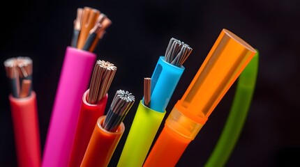 Professional Shot of Copper Wiring with a Focus on Electrical Technology