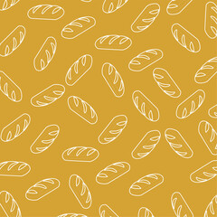 Bread pattern background. seamless pattern of Bread. food illustration for shop, bread house label, menu or packaging design.