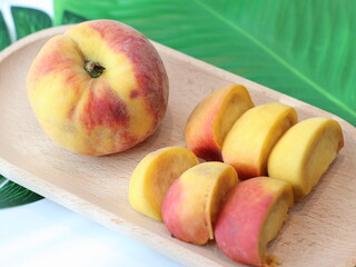 Peach — a juicy and sweet stone fruit known for its fuzzy skin and fragrant aroma. Rich in vitamins and antioxidants, peaches are enjoyed fresh, in desserts, or as ingredients in savory dishes. 