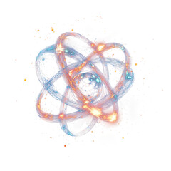 Luminous interconnected rings with cosmic dust, symbolizing connection, energy on transparent background