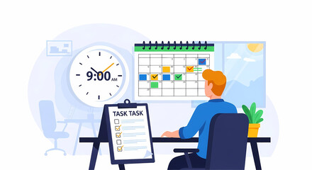 A dedicated professional efficiently manages daily tasks and schedules appointments, optimizing productivity and meeting deadlines in a modern office environment.