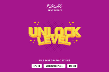 Premium unlock level text effects can be edited again, suitable poster, template white background.