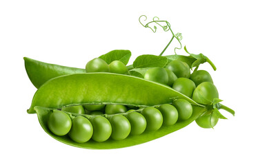 green peas in pod isolated on transparent background