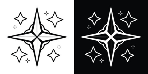Elegant Star Design in Black and White for Christmas Holidays and Festive Occasions Perfect for Graphic Design and Creative Projects
