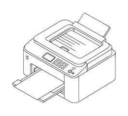 Isometric Printer Line Art Vector SVG