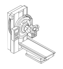 Isometric X-Ray Machine Line Art Vector SVG